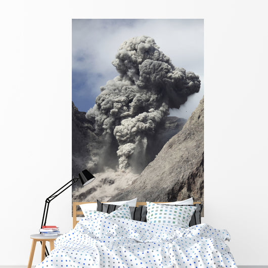 Ash Cloud Rises from Wall Decal Design 4