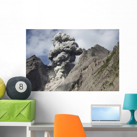 Ash Cloud Rises from Wall Decal Design 3