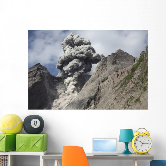 Ash Cloud Rises from Wall Decal Design 3