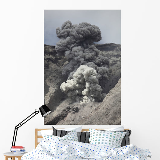 Ash Cloud Rises from Wall Decal Design 2