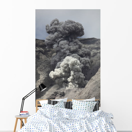Ash Cloud Rises from Wall Decal Design 2