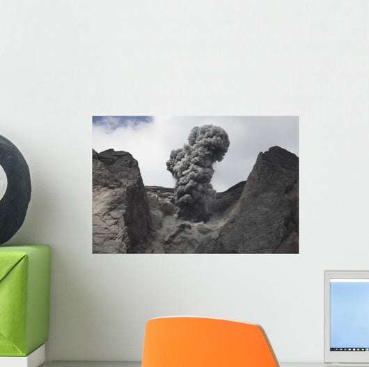Ash Cloud Rises from Wall Decal Design 1