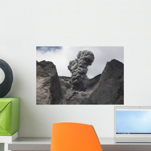 Ash Cloud Rises from Wall Decal Design 1
