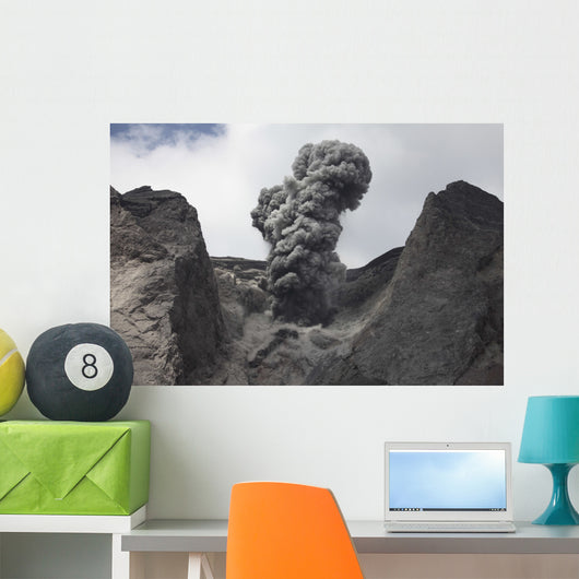 Ash Cloud Rises from Wall Decal Design 1