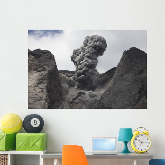 Ash Cloud Rises from Wall Decal Design 1