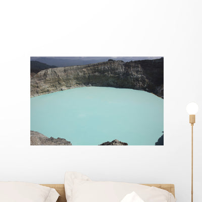 Turquoise Crater Lake Kelimutu Wall Decal shown on a wall