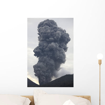 Ash Cloud Rising from Wall Decal Design 23 shown on a wall
