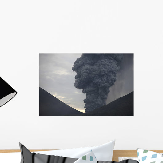 Ash Cloud Rising from Wall Decal Design 22
