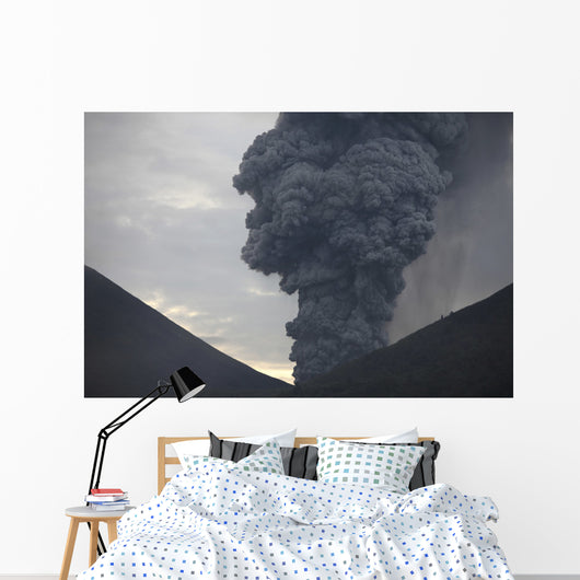 Ash Cloud Rising from Wall Decal Design 22