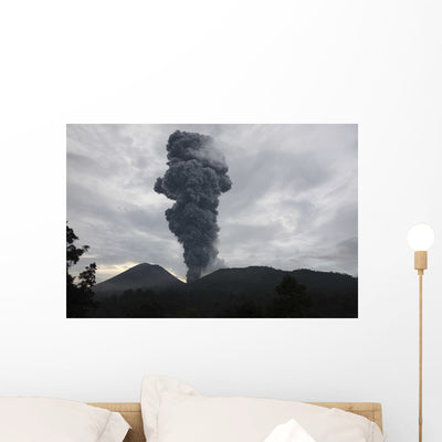 Ash Cloud Rising from Wall Decal Design 19 shown on a wall