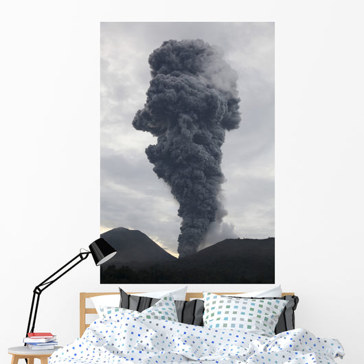 Ash Cloud Rising from Wall Decal Design 18