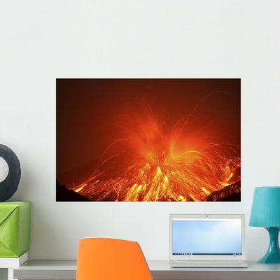 Powerful Night Time Explosive Wall Decal Design 1 shown on a wall