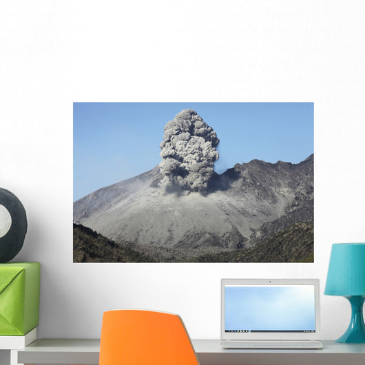Ash Cloud Rising from Wall Decal Design 15