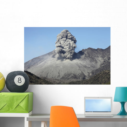 Ash Cloud Rising from Wall Decal Design 15