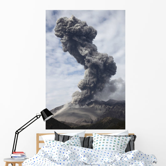 Explosive Eruption Sakurajima Volcano Wall Decal Design 4