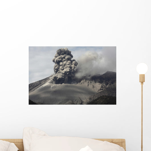 Explosive Eruption Sakurajima Volcano Wall Decal Design 2