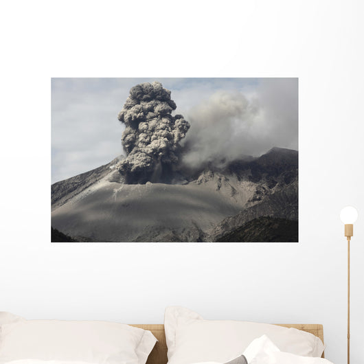 Explosive Eruption Sakurajima Volcano Wall Decal Design 2