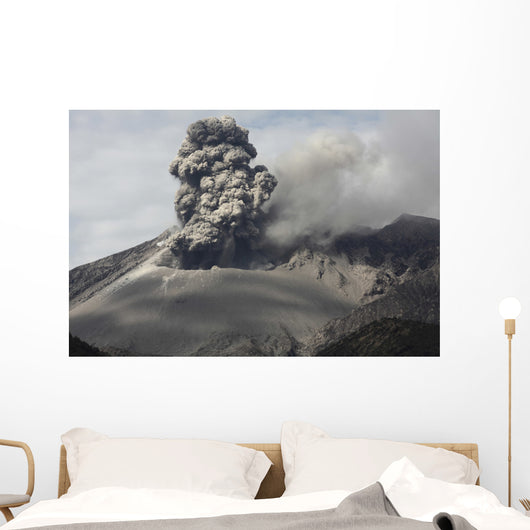 Explosive Eruption Sakurajima Volcano Wall Decal Design 2
