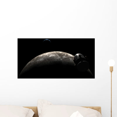 Orion-drive Spacecraft Lunar Orbit Wall Decal shown on a wall