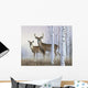 Deer In Birch Woods Wall Mural