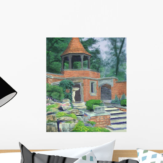 Brick Building and Bird Wall Decal