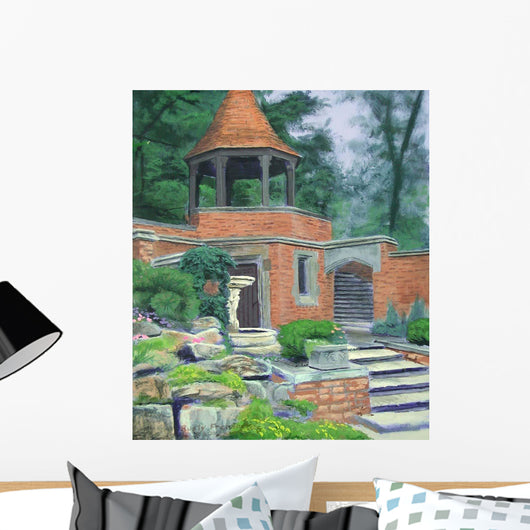 Brick Building and Bird Wall Decal