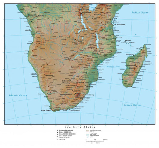 Geographical Map South Africa Wall Decal