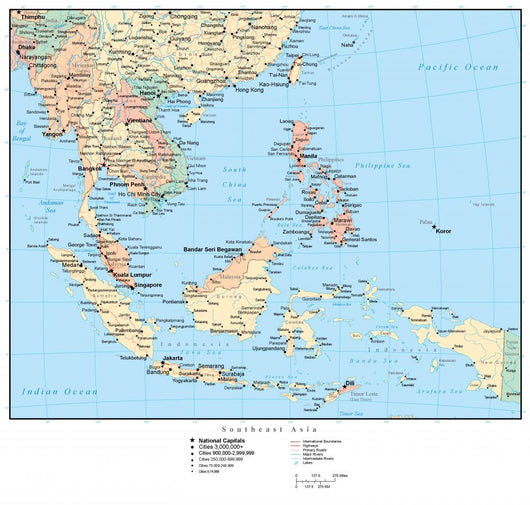 Map of Southeast Asia Wall Mural