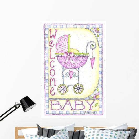 Welcome Baby Carriage Wall Decal