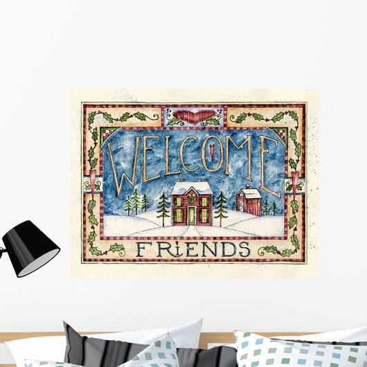 Welcome Friends Christmas Wall Decal