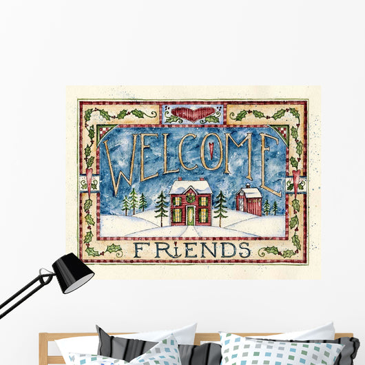 Welcome Friends Christmas Wall Decal