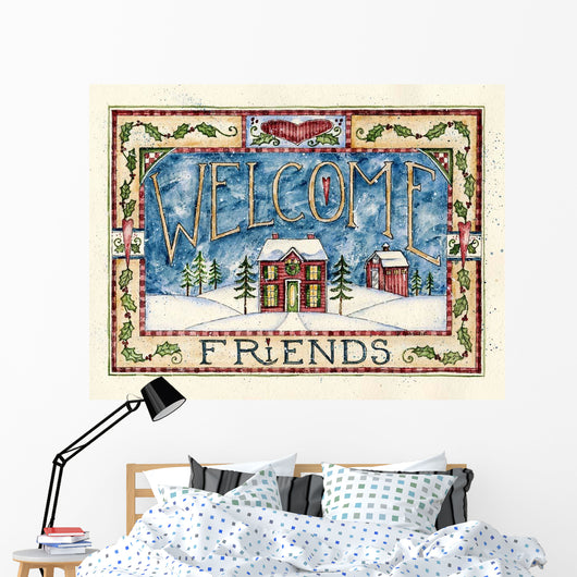 Welcome Friends Christmas Wall Decal