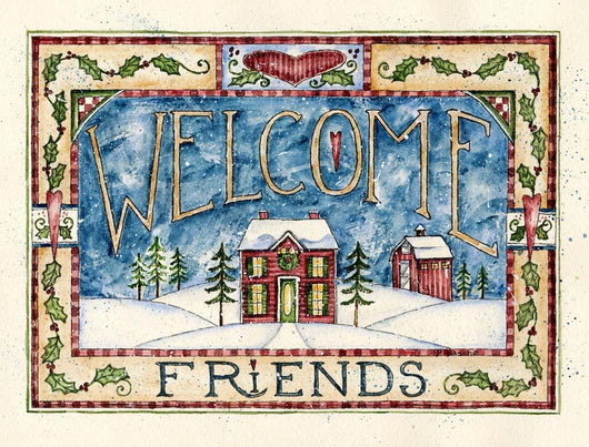 Welcome Friends Christmas Wall Decal