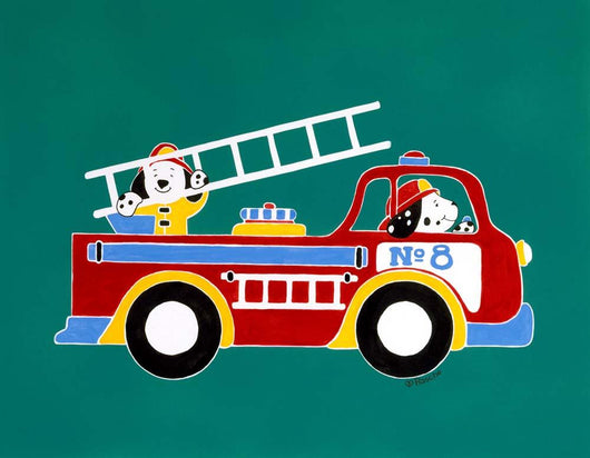 No 8 Fire Truck Wall Decal