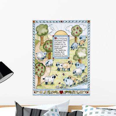 Lord Is My Shepherd Wall Decal Design 2 shown on a wall