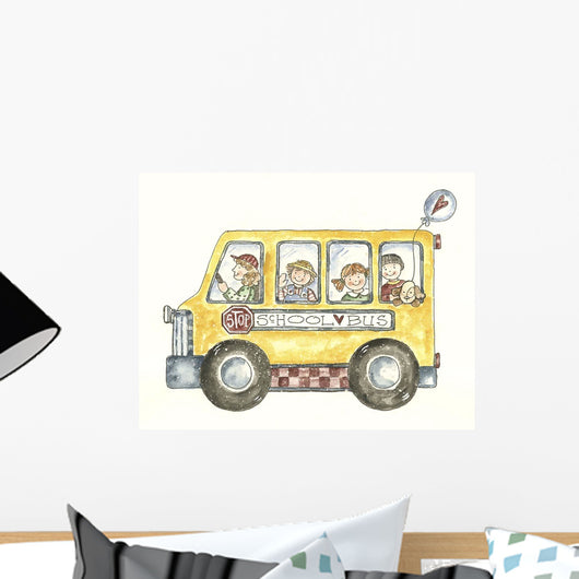 School Bus with Balloon Wall Decal