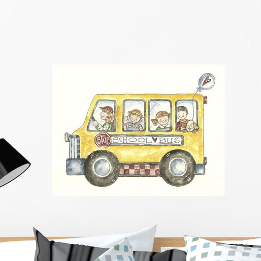 School Bus with Balloon Wall Decal