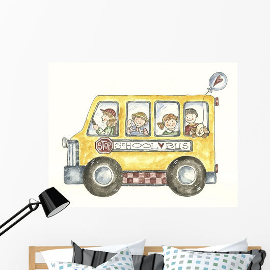 School Bus with Balloon Wall Decal