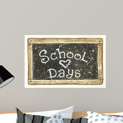 School Chalkboard Wall Decal shown on a wall