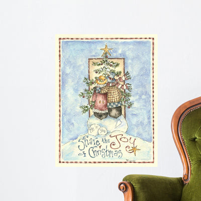 Share Joy Christmas Penguins Wall Decal shown on a wall