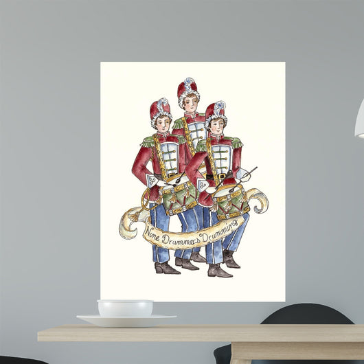Nine Drummers Drumming Wall Decal