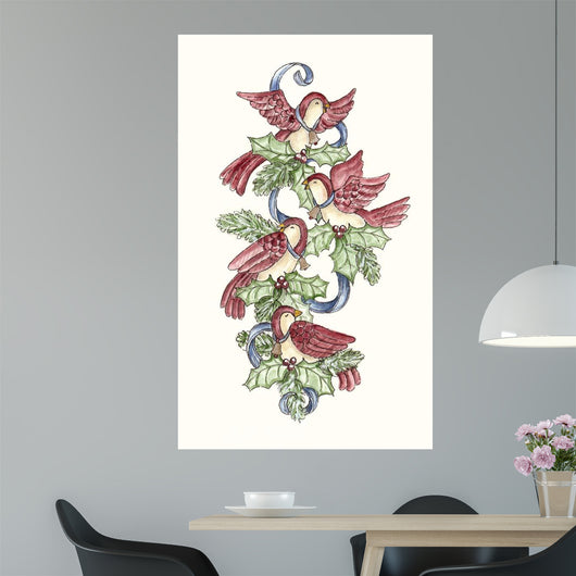 Calling Birds Stocking Wall Decal