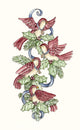 Calling Birds Stocking Wall Decal