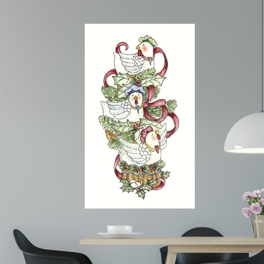 French Hens Stocking Wall Decal