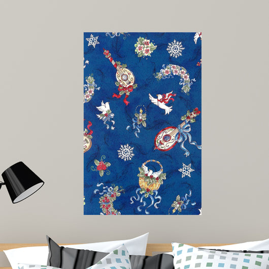 Festive Pattern Blue Wall Decal