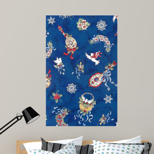 Festive Pattern Blue Wall Decal