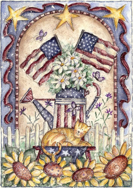 Garden Cat and Flags Wall Decal