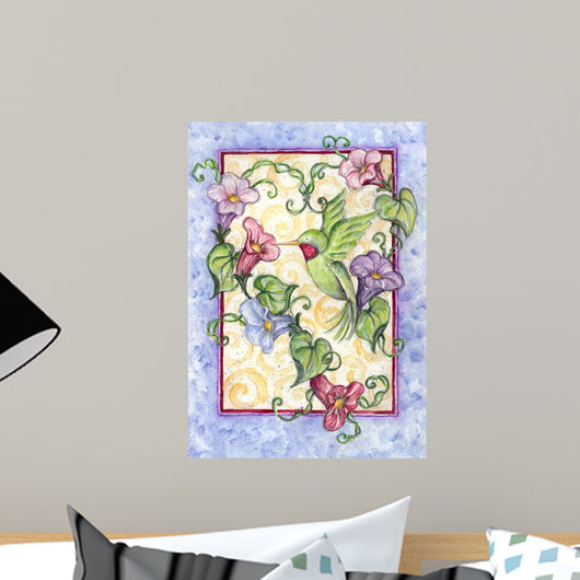 Hummingbird with Trumpet Flowers Wall Decal