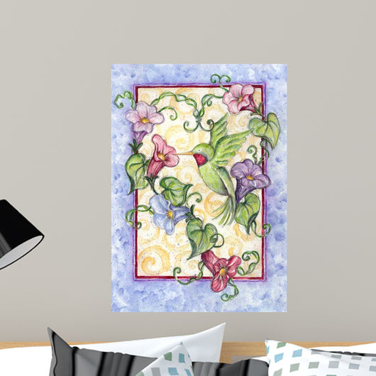 Hummingbird with Trumpet Flowers Wall Decal