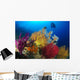 Diver Looks Colorful Reef Wall Decal Design 2
